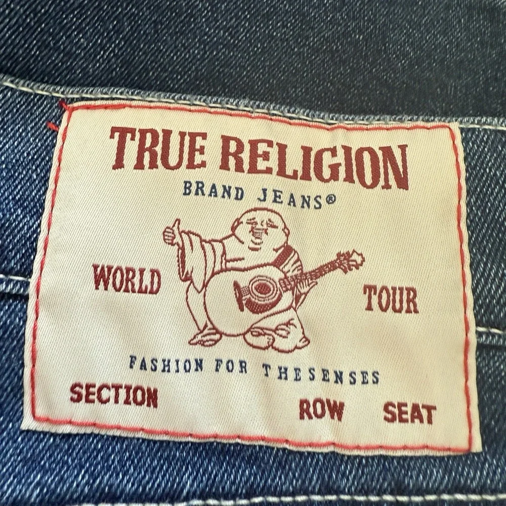 True Religion Geno Flap Slim Jean‎ Medium Harmonious Wash Mens 36 x 32 New